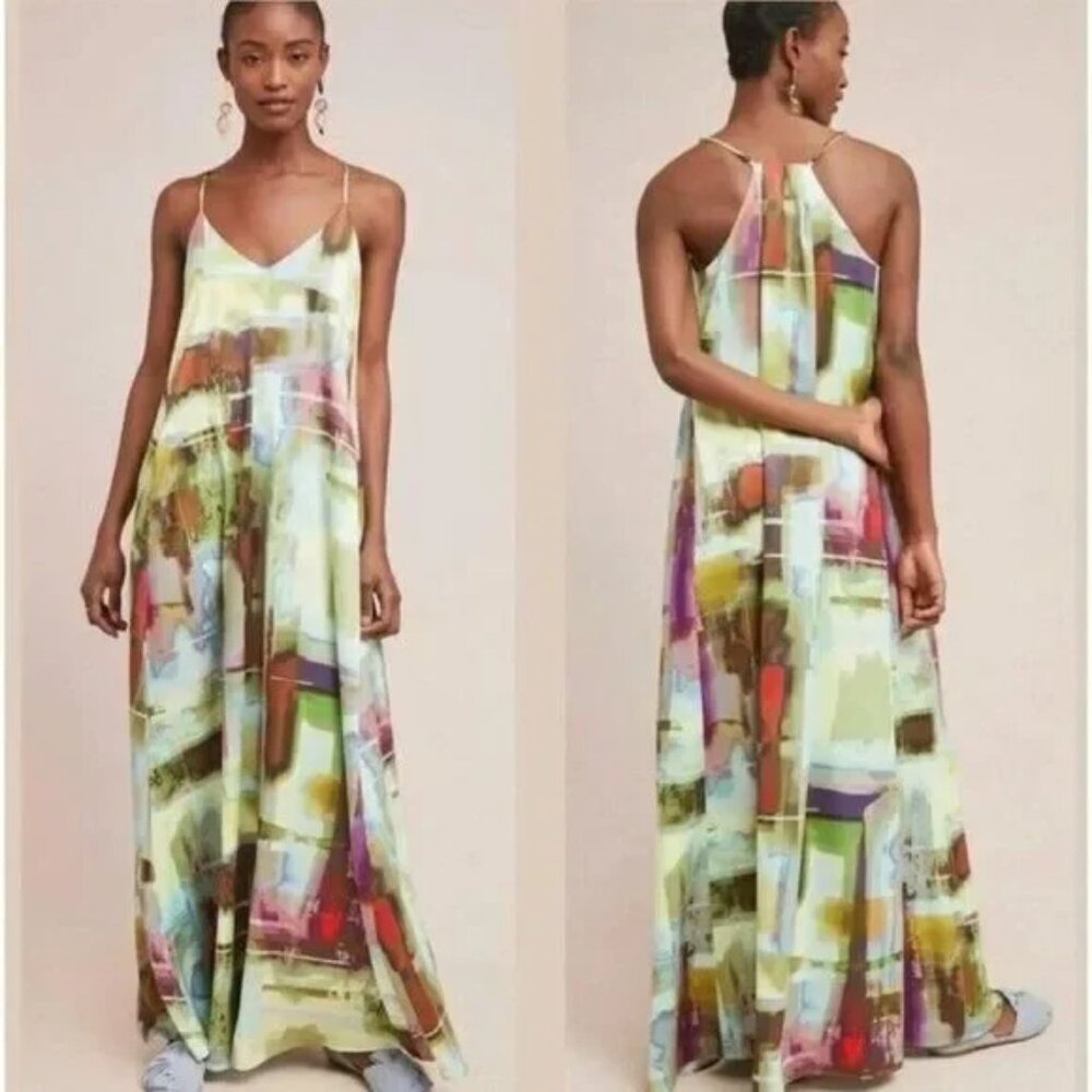 Nicole Miller Daylight Pastel Satin Maxi Dress